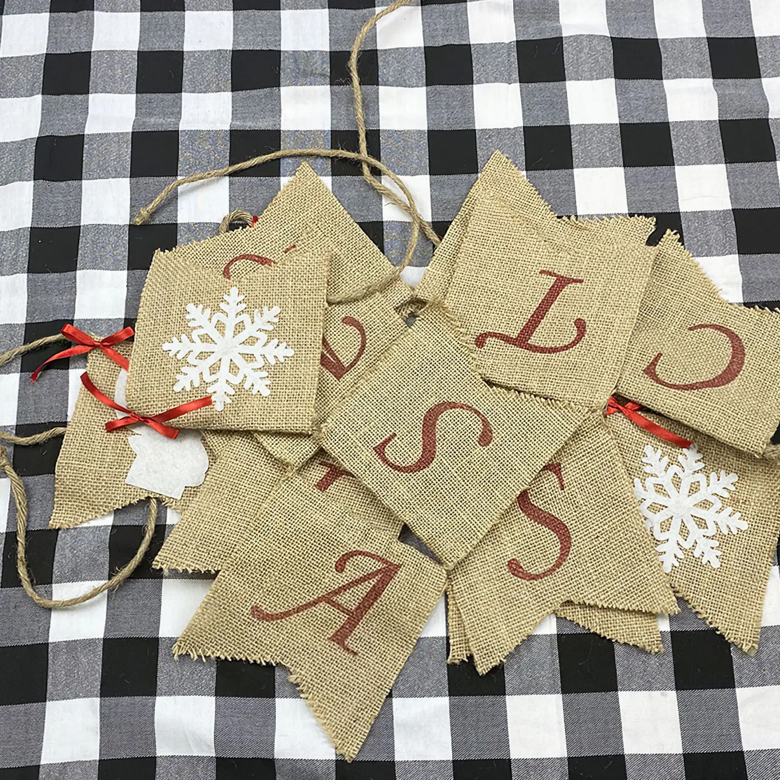 

Merry Christmas Burlap Banner Fabric Hanging Festival Banner With Bows Xmas Decor For Home Outdoor Banners Navidad New Year Gift