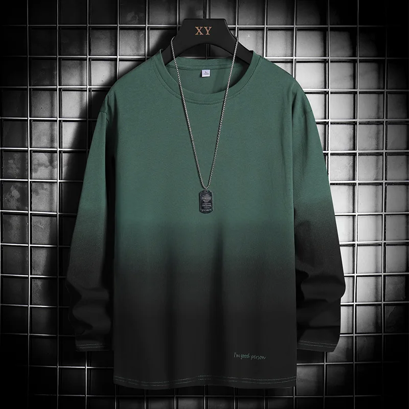 

2021 New Men's Gradient Casual Sweatshirt Shirt Youth round Neck Sweater