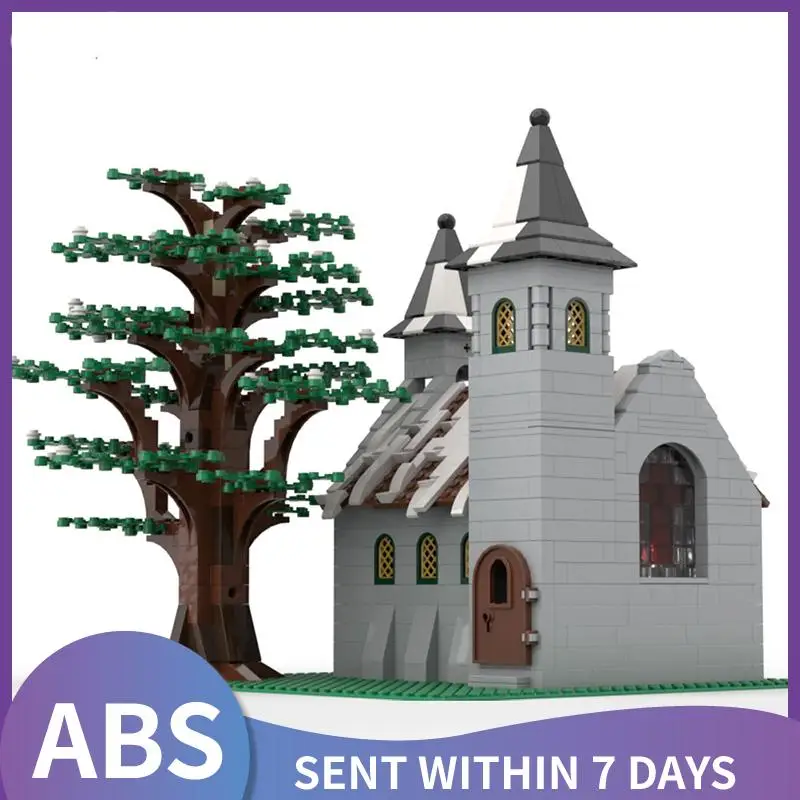 

2021 New City Street View Series Snow Winter Church MODEL SNOW TREE Houses Design BUIDLING BLOCKS constructor bricks kid's toys