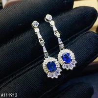 kjjeaxcmy fine jewelry natural sapphire 925 sterling silver women earrings new ear studs support test luxury