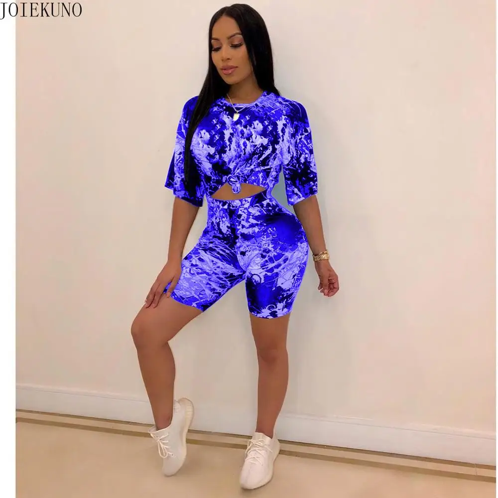 Joiekuno Модный облегающий комплект из 2 предметов для клубных женщин лето 2019 круглый