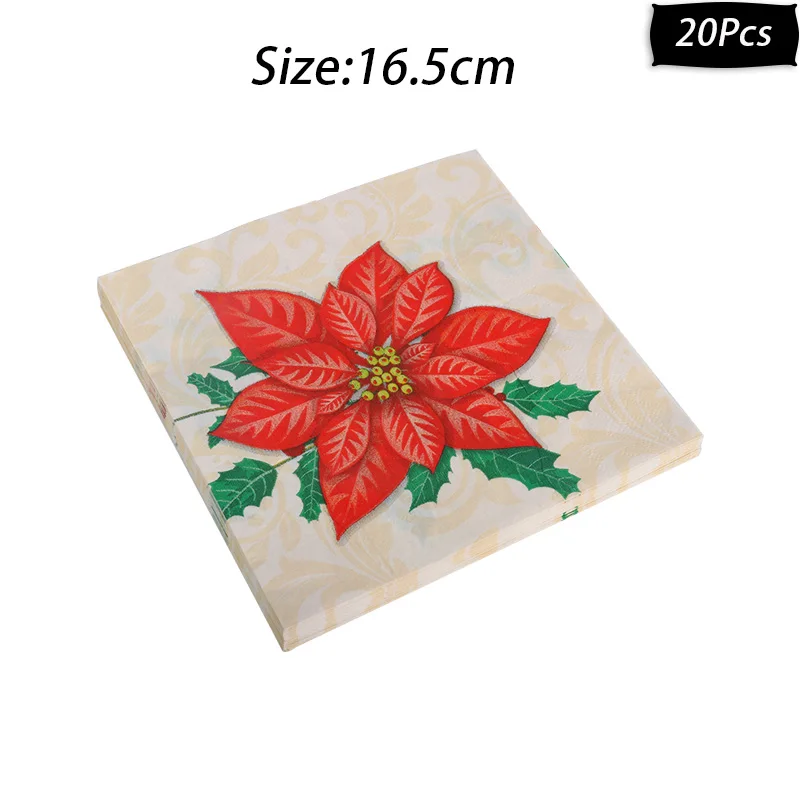 xmas napkins-13 WEIGAO 20 шт Рождественский Санта Клаус/Снеговик бумажные салфетки для декупажа день рождения декоративная ткань салфетки - Цвет: xmas napkins-13