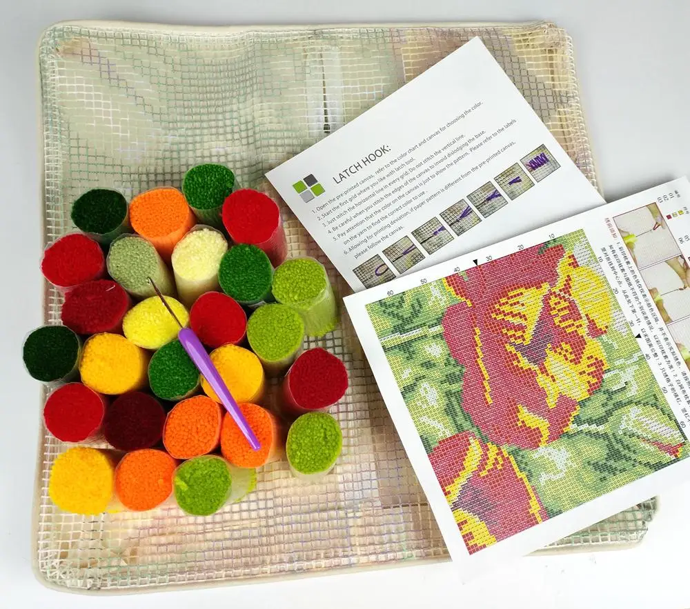 

Latch Hook Kits Make Your Own Cushion Bear & Love Acrylic Yarn Crochet Pillow Case Printed Canvas DIY Latch Hook Cushion Cover