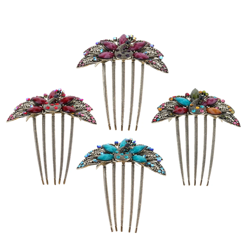 

Bridal Flower Hair Comb Wedding Diamante Crystal Insert Clip Slide Tiara Pin for Women Ladies