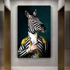 Абстрактное животное Зебра Портрет Искусство холст живопись плакаты Куадрос печать стены искусства для гостиной домашний Декор без рамки