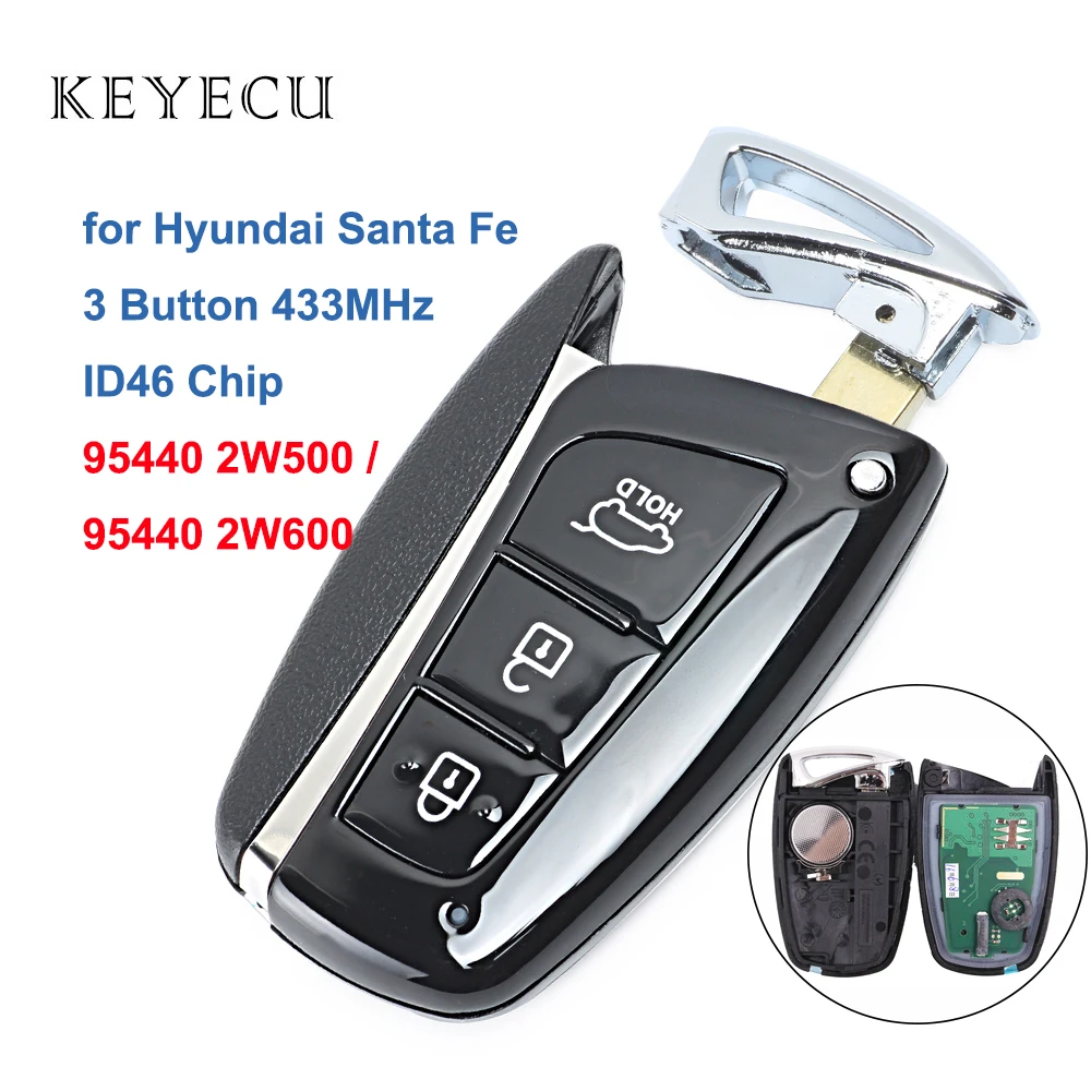 Смарт устройство Keyecu с 3 кнопками 433 МГц чип ID46 для Hyundai Santa Fe 2012 2015 идентификатор FCC:
