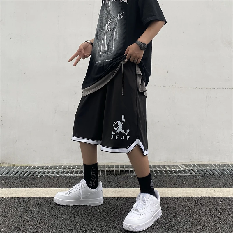 

Men And Women Loose Retro Basketball Training Pants Jogger Sports Mesh Five-Point Shorts 2021 Summer Korean Fashion Trend Ins