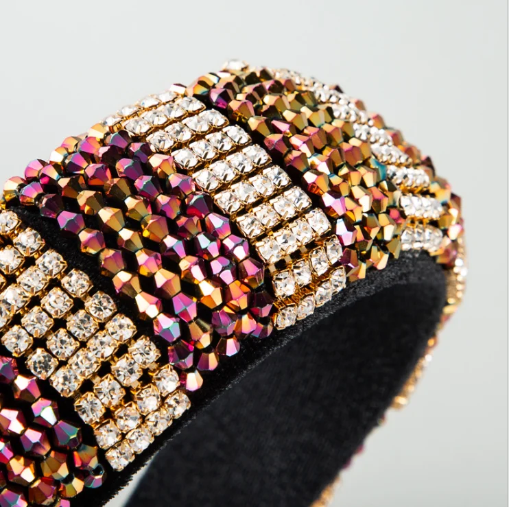 

New style sponge headband gold velvet cloth rhinestone woven handmade ladies prom headband luxury hair accessories