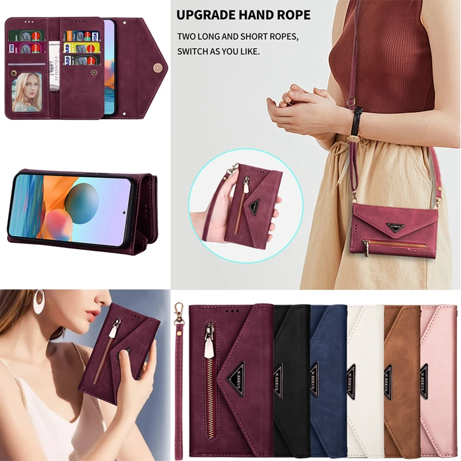 

Wallet Leather Case For Xiaomi Redmi Note 10/10S/10T/10 Pro/9 Pro/8 Pro/7 8A 7A Mi Poco X3 Nfc/F3/M3 Pro 11T Pro Messenger Bag
