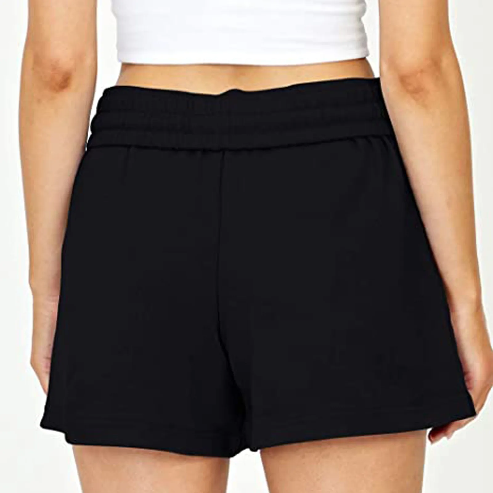 Femmes Mode Taille Haute Décontractée Pantalon Droit Short Sport Bandage D'été Pantalon Solide Sport Shorts D'entraînement
