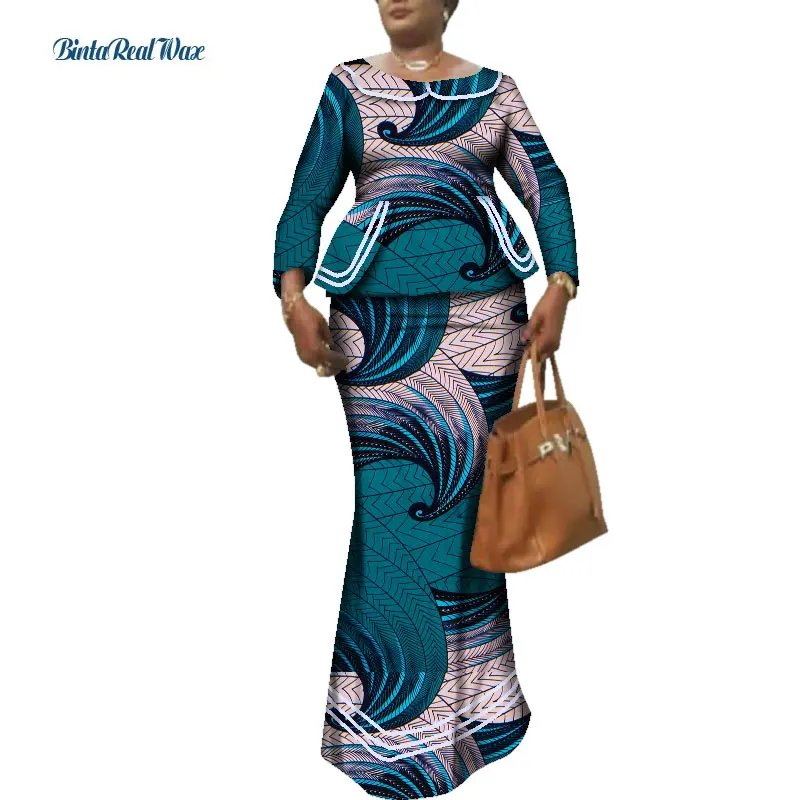 Новые африканские женские комплекты Bazin с топом и юбкой комплект из 2 частей