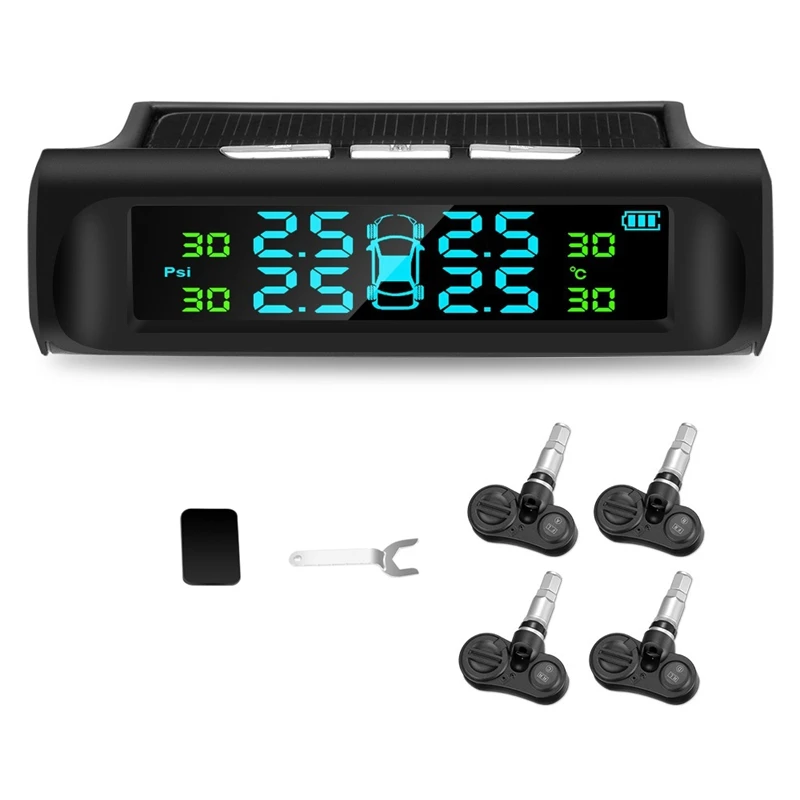 

Solar Tpms Car Tire Pressure Alarm Monitoring System Automatic Alarm System Tire Pressure Temperature Warning