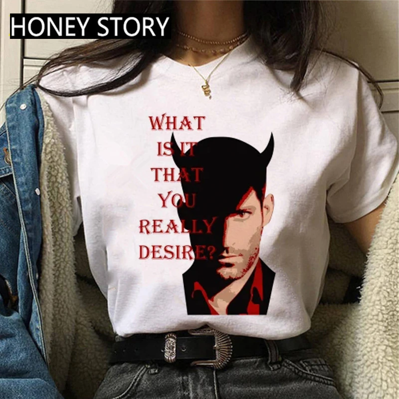 Футболка Lucifer Morningstar женская уличная одежда смешные топы винтажные футболки в