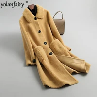 2020 new real fur coat women winter clothes 100 wool fur jacket long coat female korean casaco feminino inverno 1901 kj4953