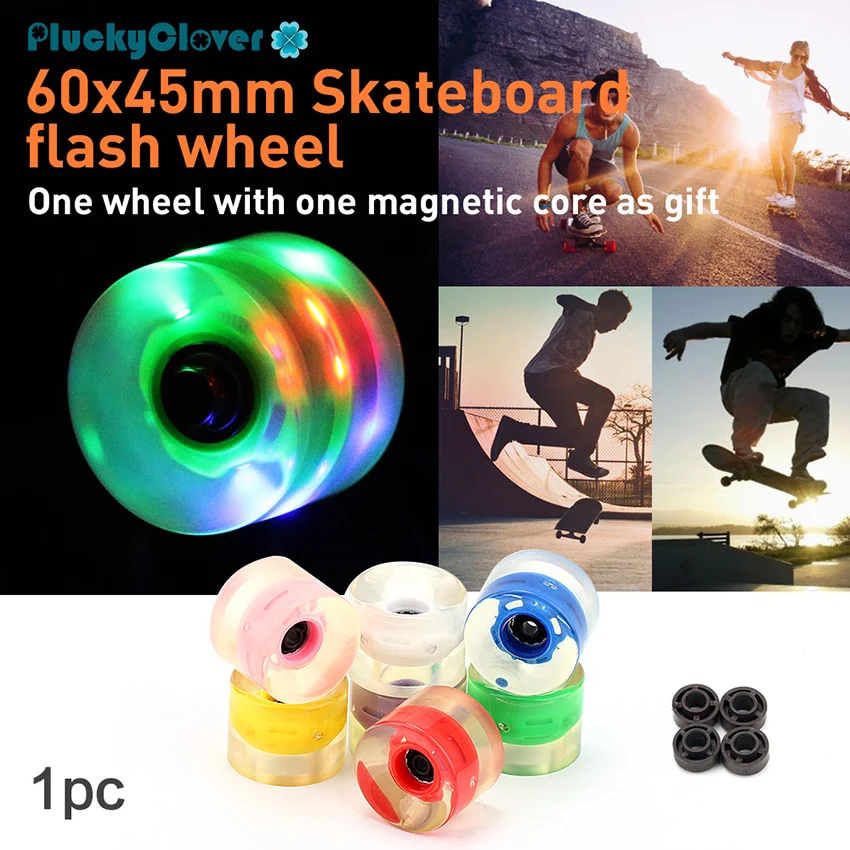 1 шт. Led flash Cruiser скейтборд колеса 60x45 мм PU 85A Пенни доска в виде банана улица