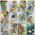 Полноразмернаякруглая Алмазная вышивка, весна, синие птицы, 5D алмазная Бриллиантовая фотография, подарок для домашнего декора