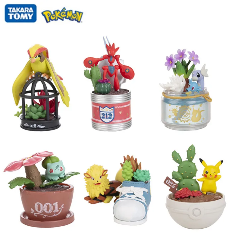 

Pokemon Blind Box Pikachu Miniature Birdcage Plant Cactus Succulents Simulation Reduction Decoration Dolls Model Kids Toy Gift