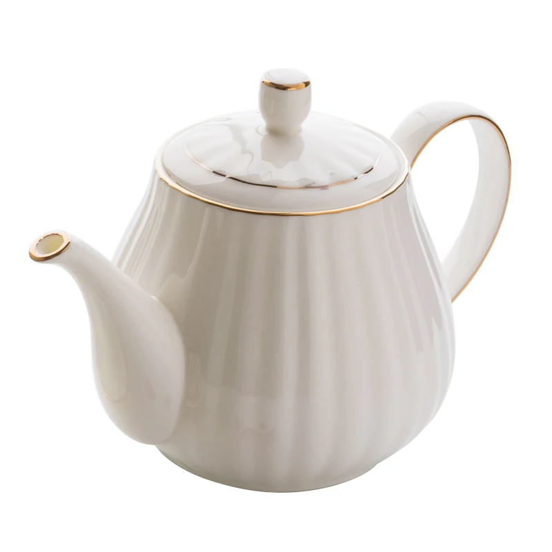 

White Ceramic Tea Pot Infuser Lid European Kitchen Dining Bar Coffee Kettle Server Jarra De Leche Espresso Accessories KK60KF