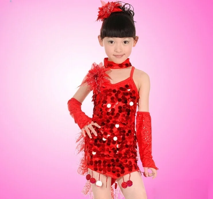 feecolor Girls dance dress Costumes Large sequined chiffon fishtail skirts Latin Dance Dress Samba Salsa Tutu Skirts | Тематическая