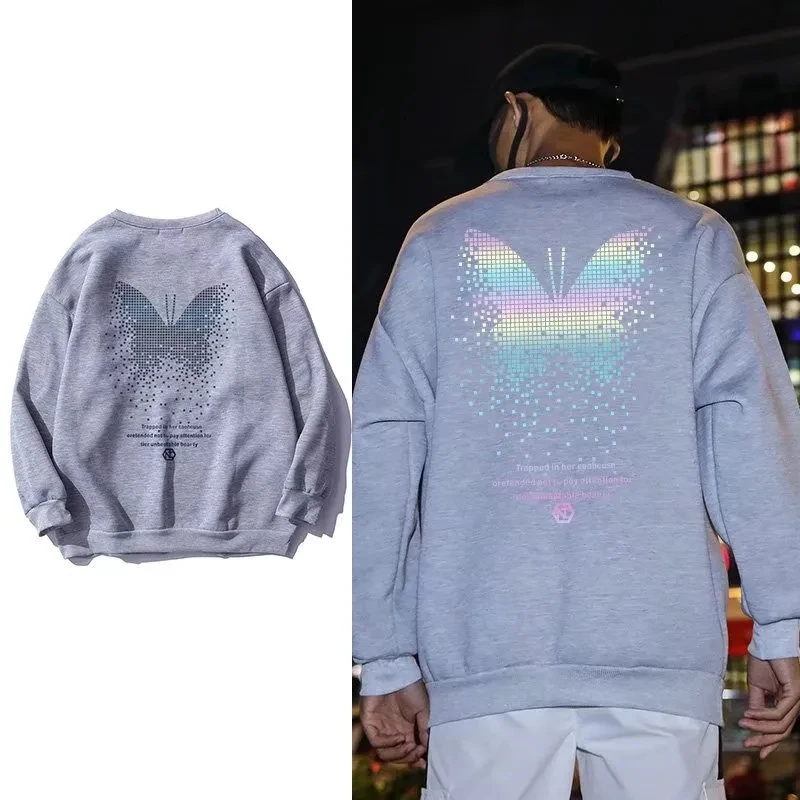 

American Butterfly T-shirt colorful reflective short-sleeved men and women with the same pair of shirt 2021 new winter top