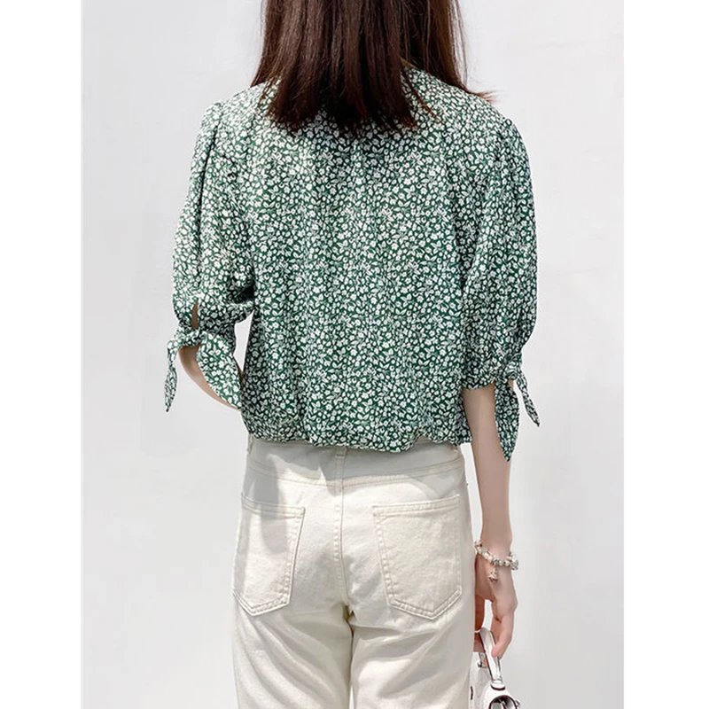 

Women Spring Summer Style Chiffon Blouses Shirts Lady Casual Long Sleeve Turn-down Collar Flower Printed Blusas Tops DD8868