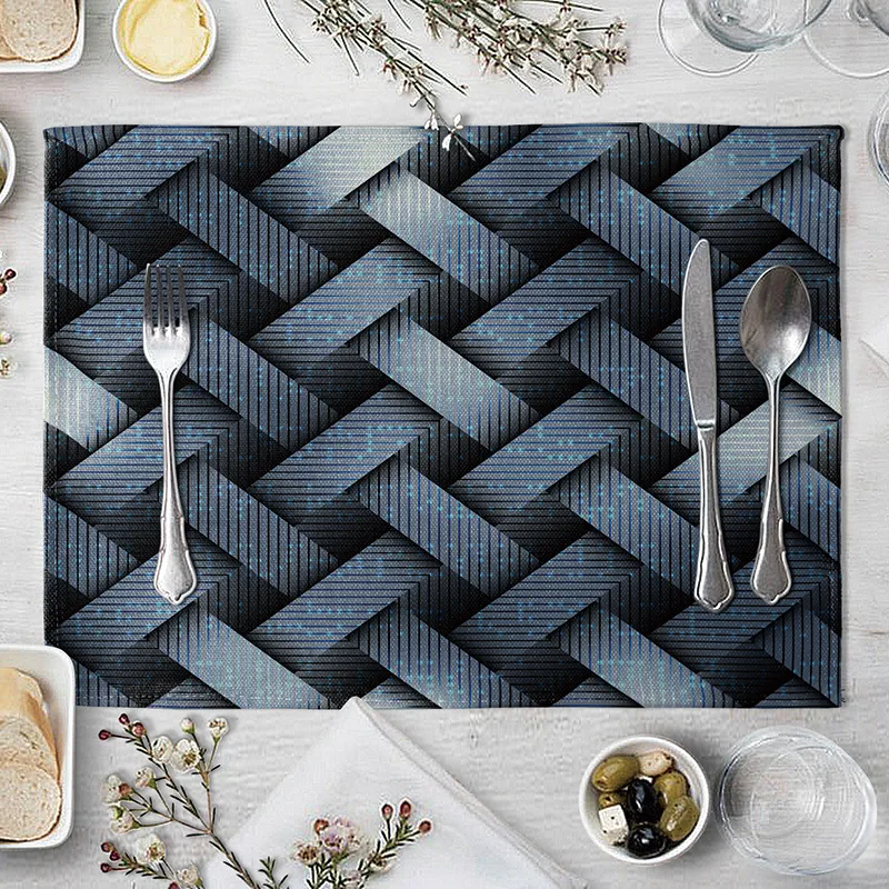 Красочные геометрические решетки столовых коврик из ткани Украшение стола Кухня