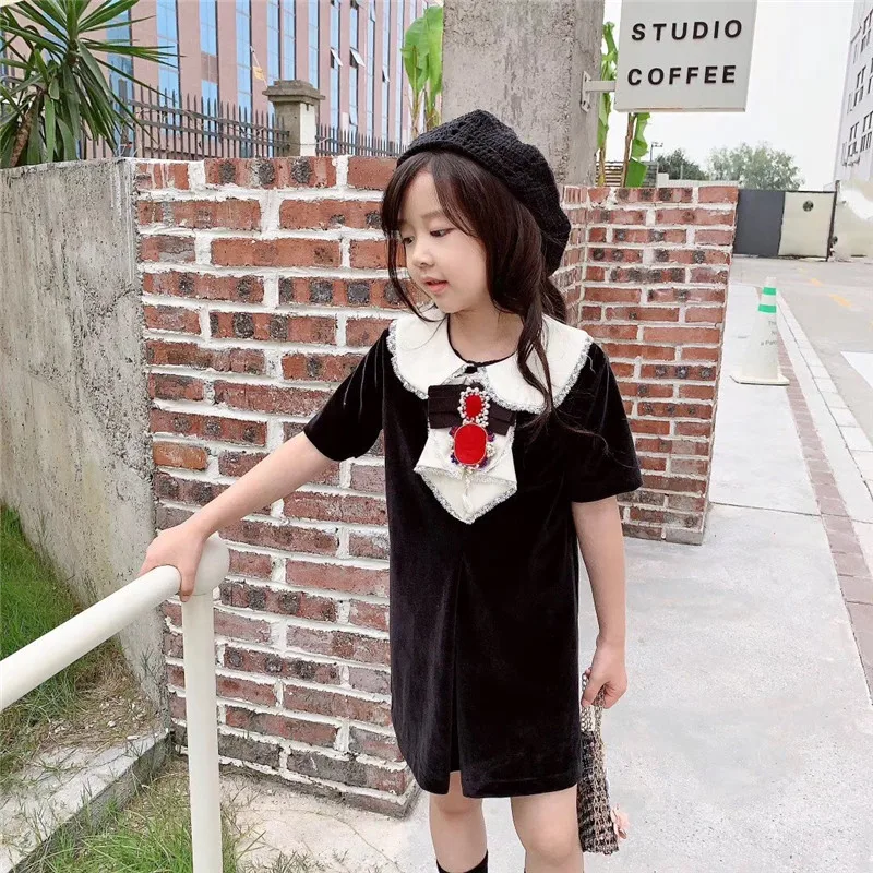 Модное вечернее платье для девочек на осень и весну 2019 черное принцессы детские