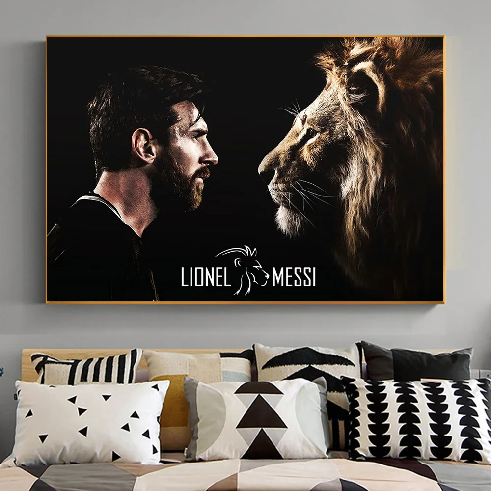 

Lionel Messi Soccer Superstar Posters And Prints Art Painting On Canvas Wall Decor Lion And Men Sport Picture For Living Room