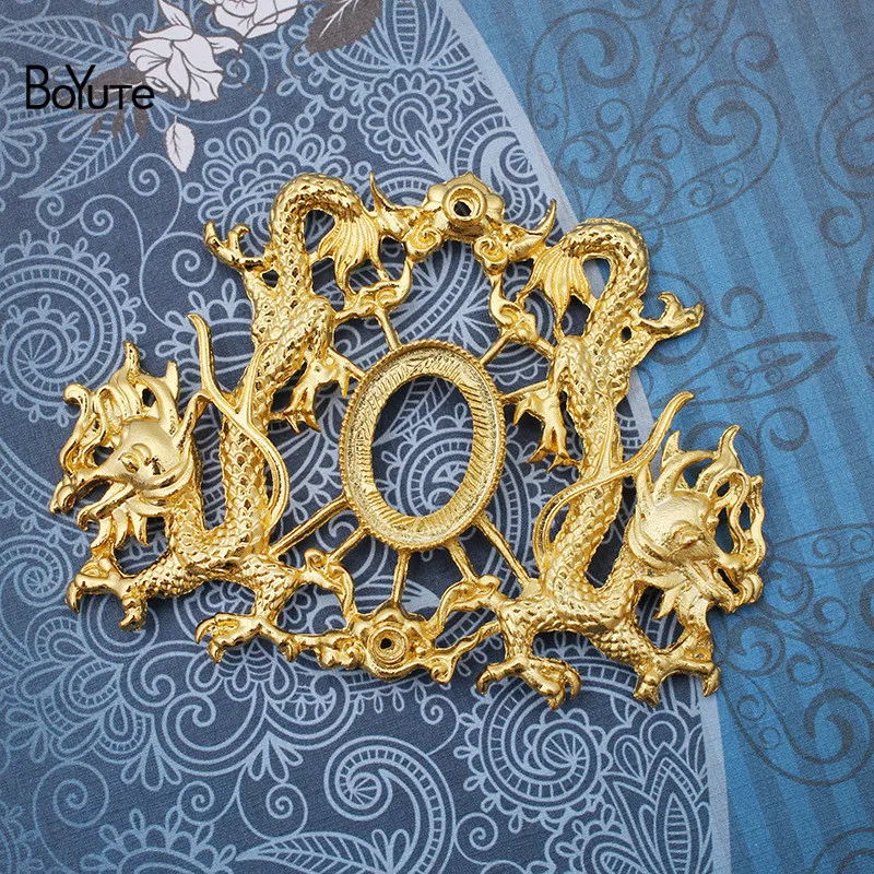 Gold Plated BoYuTe 5 шт. 53*73 мм дракон с 15*20 мм Пустые ювелирные материалы Diy ручной работы металлический сплав аксессуары Запчасти - Цвет: Gold Plated