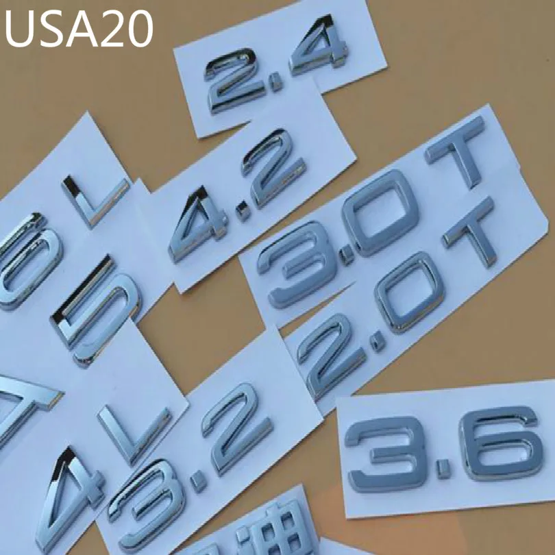 USA20 серебро ПВХ DIY буквы + цифры Автомобильная эмблема комбинация автомобиля