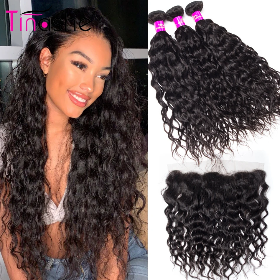 Волосы Tinashe бразильские волнистые пучки с фронтальной Реми человеческие волосы
