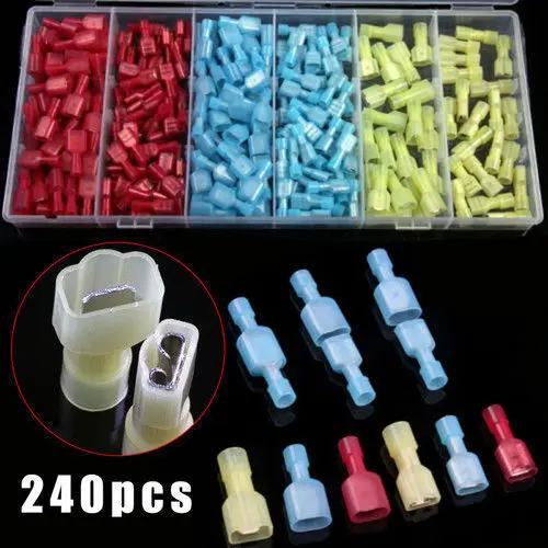 

240pcs insulated electrical crimping wire connector terminal terminal spade kit