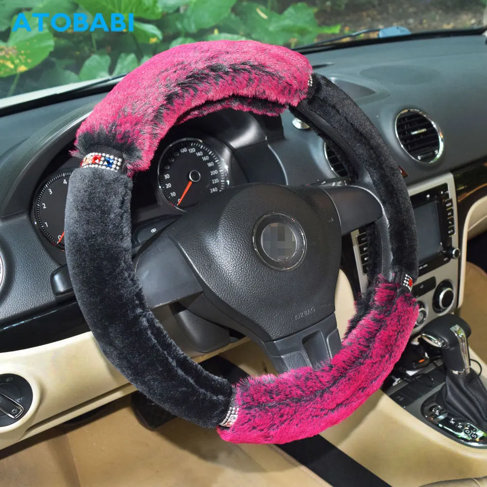 

Plush Car Steering Wheel Cover Winter Fuzzy Hairy Warm Universal Auto Steering Wheel Covers For VW BMW Mercedes SEAT Fiat Mazda