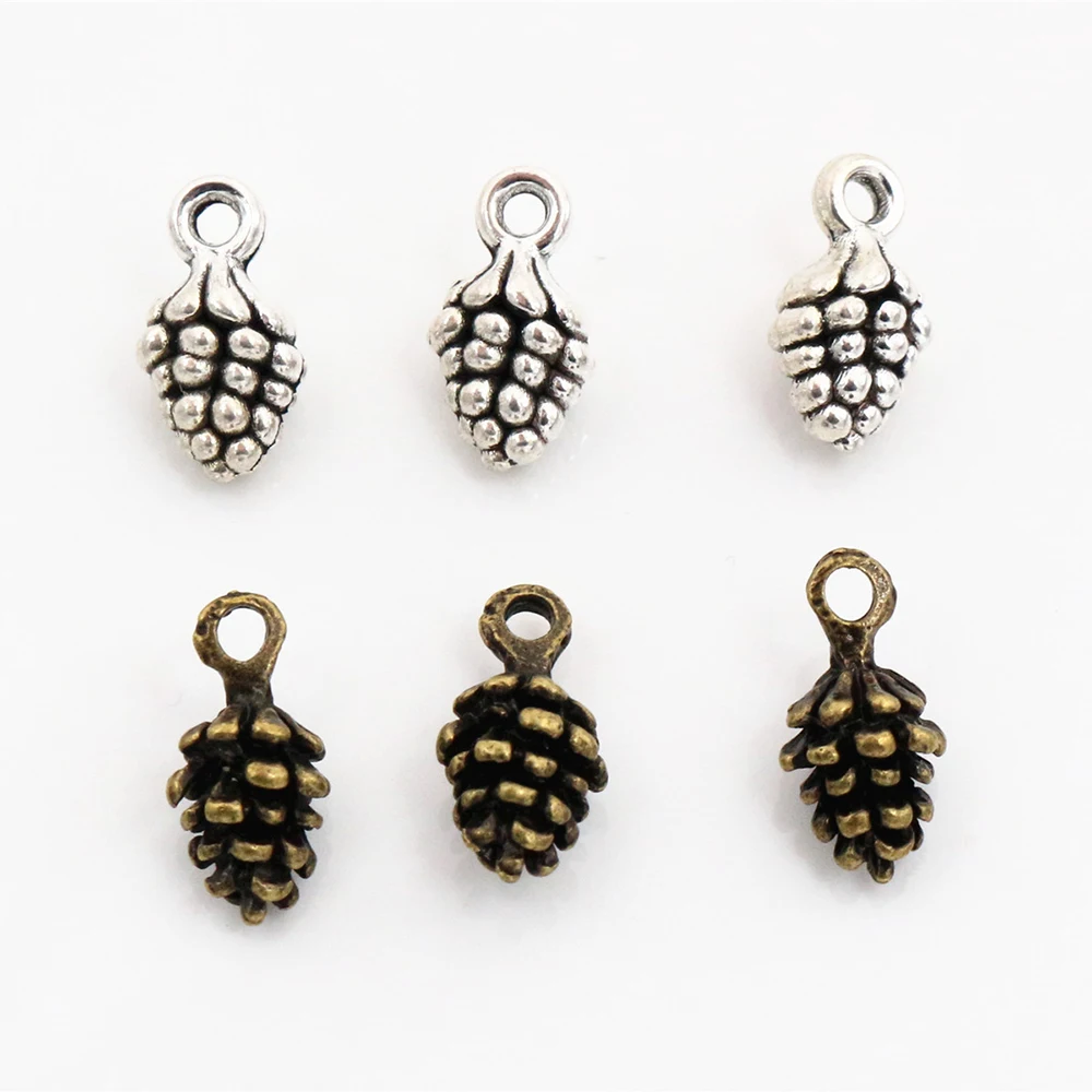 

13x7mm 30pcs Antique Sliver and Bronze Plated Pine Cone Handmade Charms Pendant:DIY for bracelet necklace