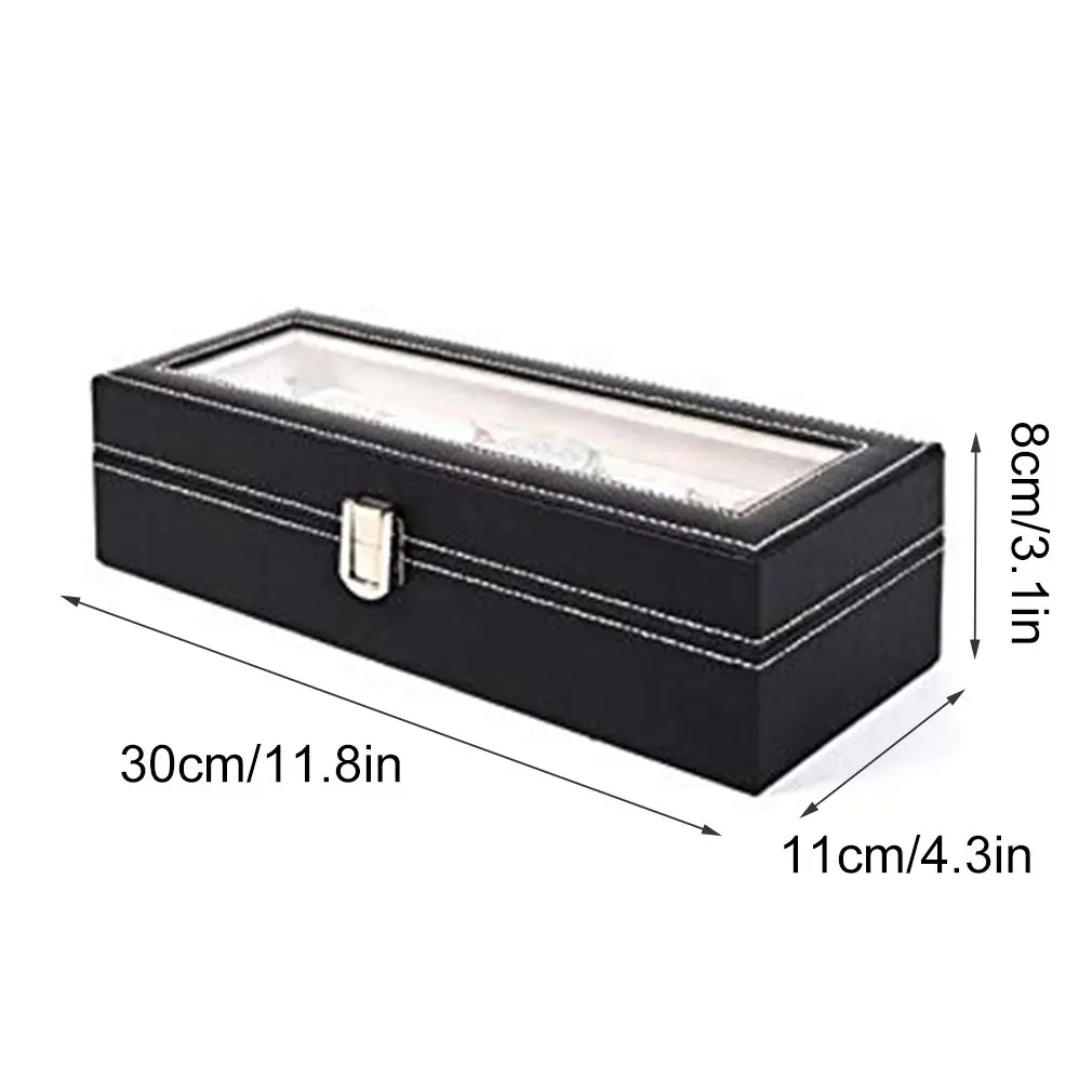 

Portable 6 Slots Watch Display Box Storage Organizer With Zipper Classic Style Multi-functional Bracelet Display Case