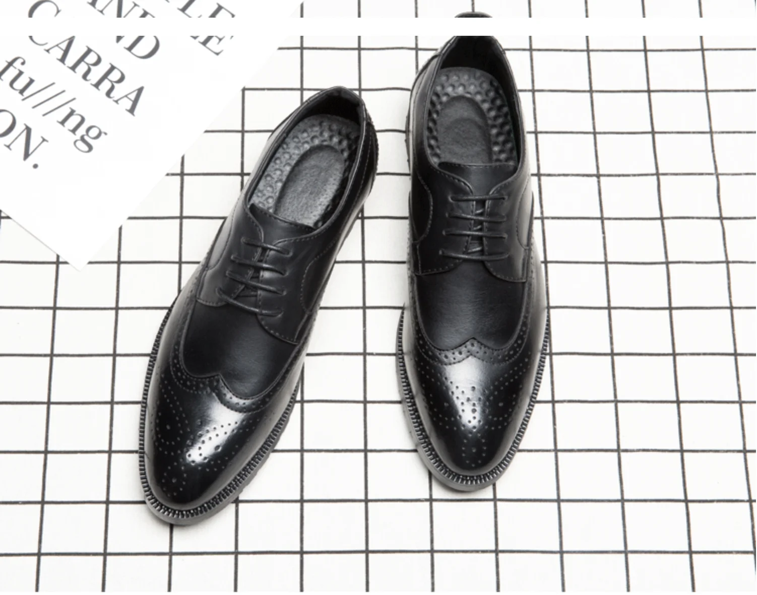 Men Dress Shoes Male Leather Classic Brogue Shoes Flats Oxfords For Wedding Office Business