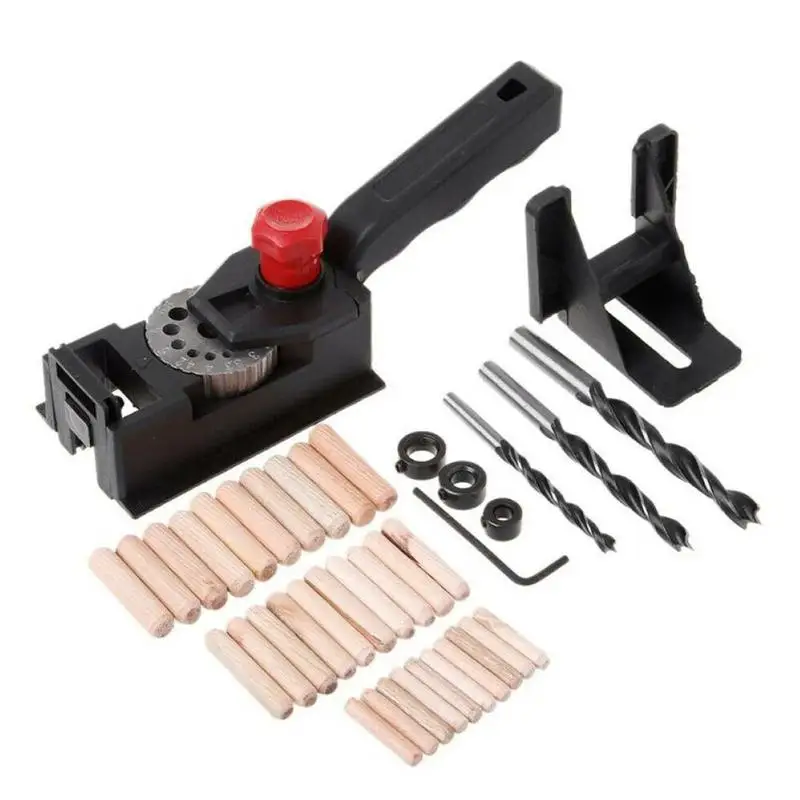 

Auger fixture Punch Locator 10 Holes Woodworking Punching Positioning Fixture Device DIY 3-12mm Bit Limit Ring Kit