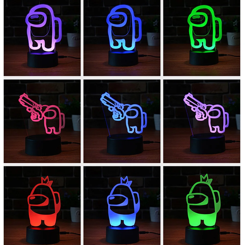 

Among us 3D Night Light 7/16 RGB Led Lamp Touch Remote Nightlight Bedroom Decor Gift Dropshipping anime led light bedroom decor
