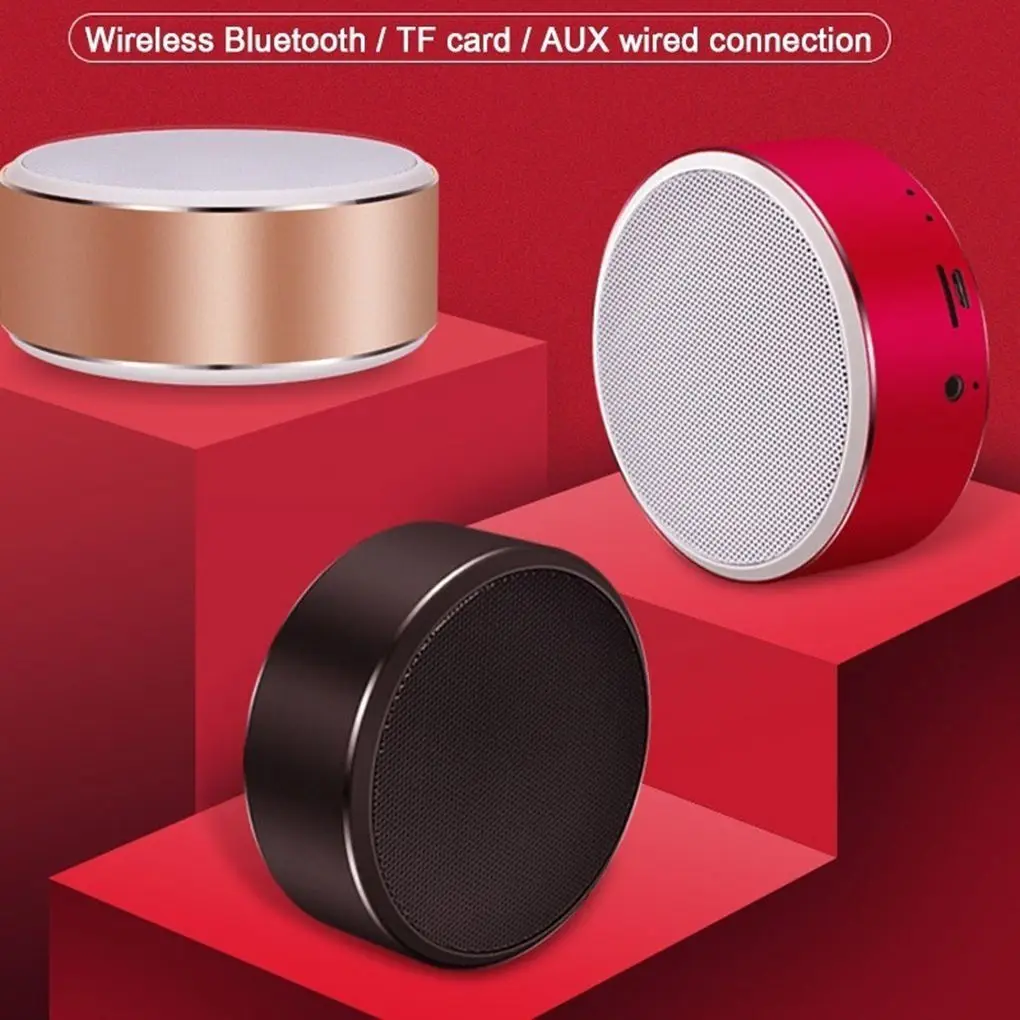 Портативный беспроводной Bluetooth круглый динамик TF карта металлический корпус