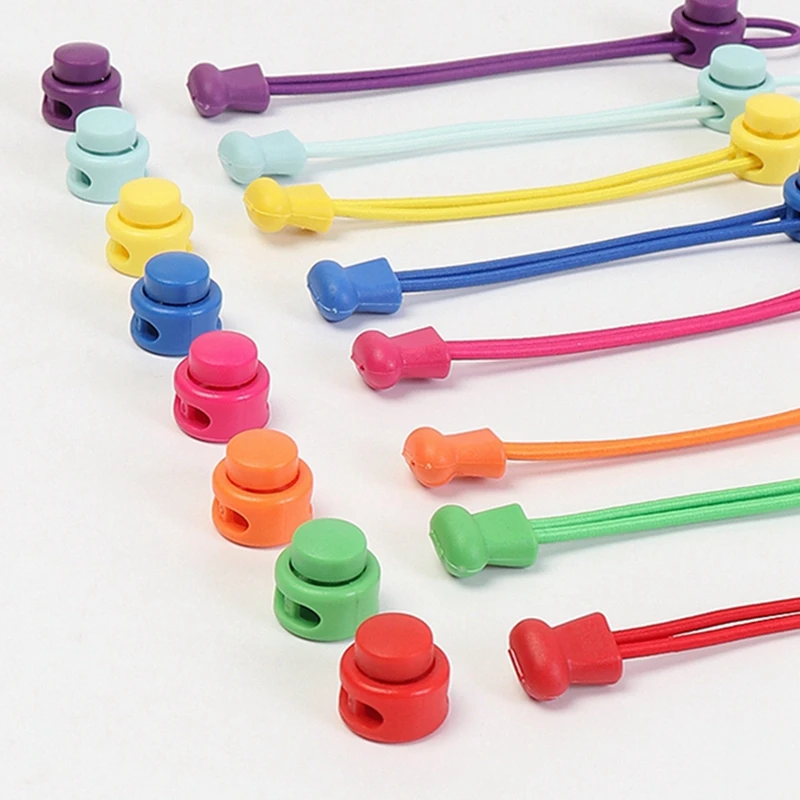 No Tie Shoelaces Round Elastic Shoe Laces Plastic Snap Lock Suitable For All Shoes Adult Children Walking Sports Lazy Lace