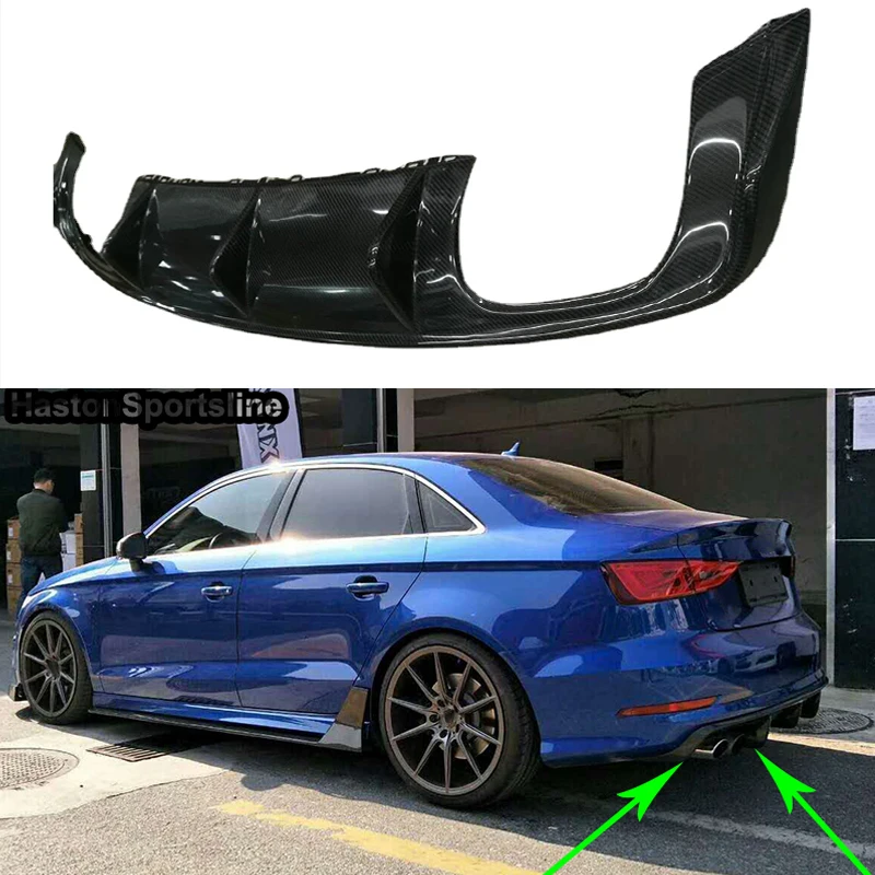 

For Audi S3 RS3 Sline Sedan Carbon Fiber Rear Body Kit Bumper Diffuser 2014 2015 2016 Auto Modified Accessories Not A3 Standard