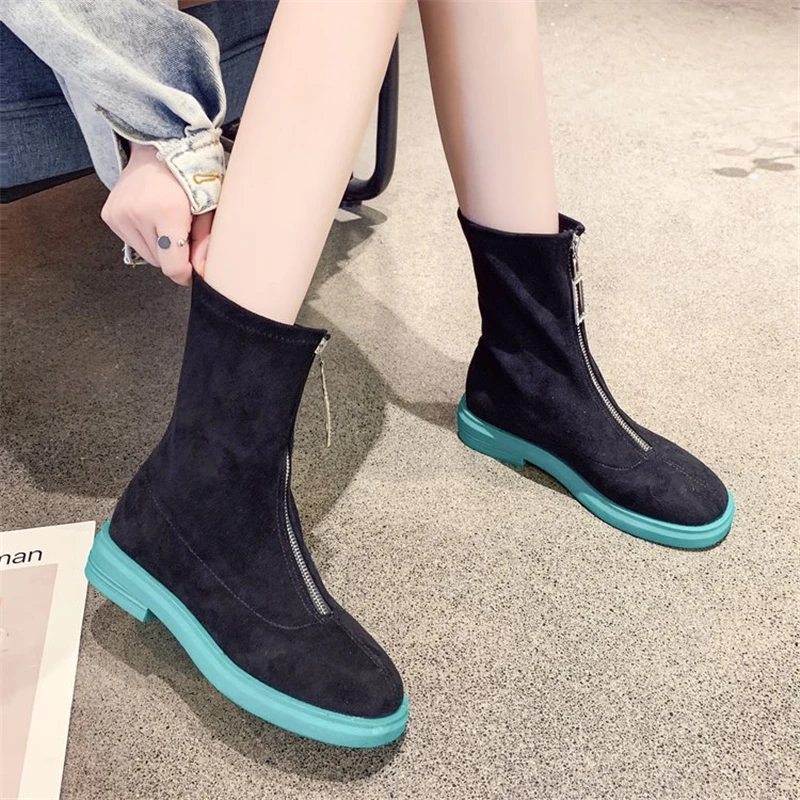 Женские ботильоны с высоким берцем ENPLEI повседневные кроссовки из нубука ботинки