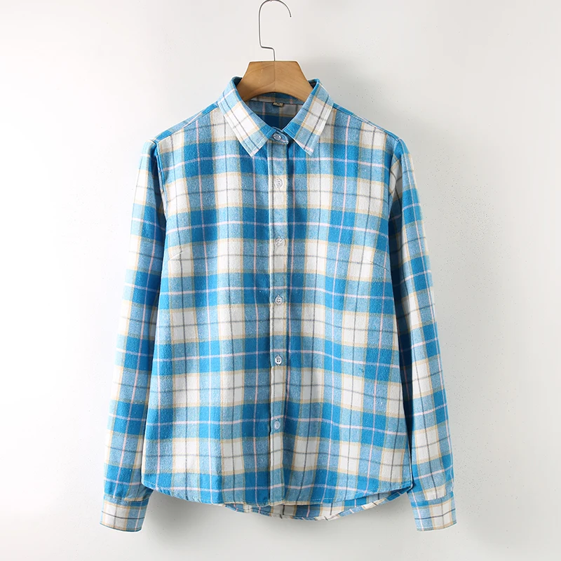 Винтажная женская блузка рубашка клетчатая с d пуговицами верхняя одежда ropa mujer