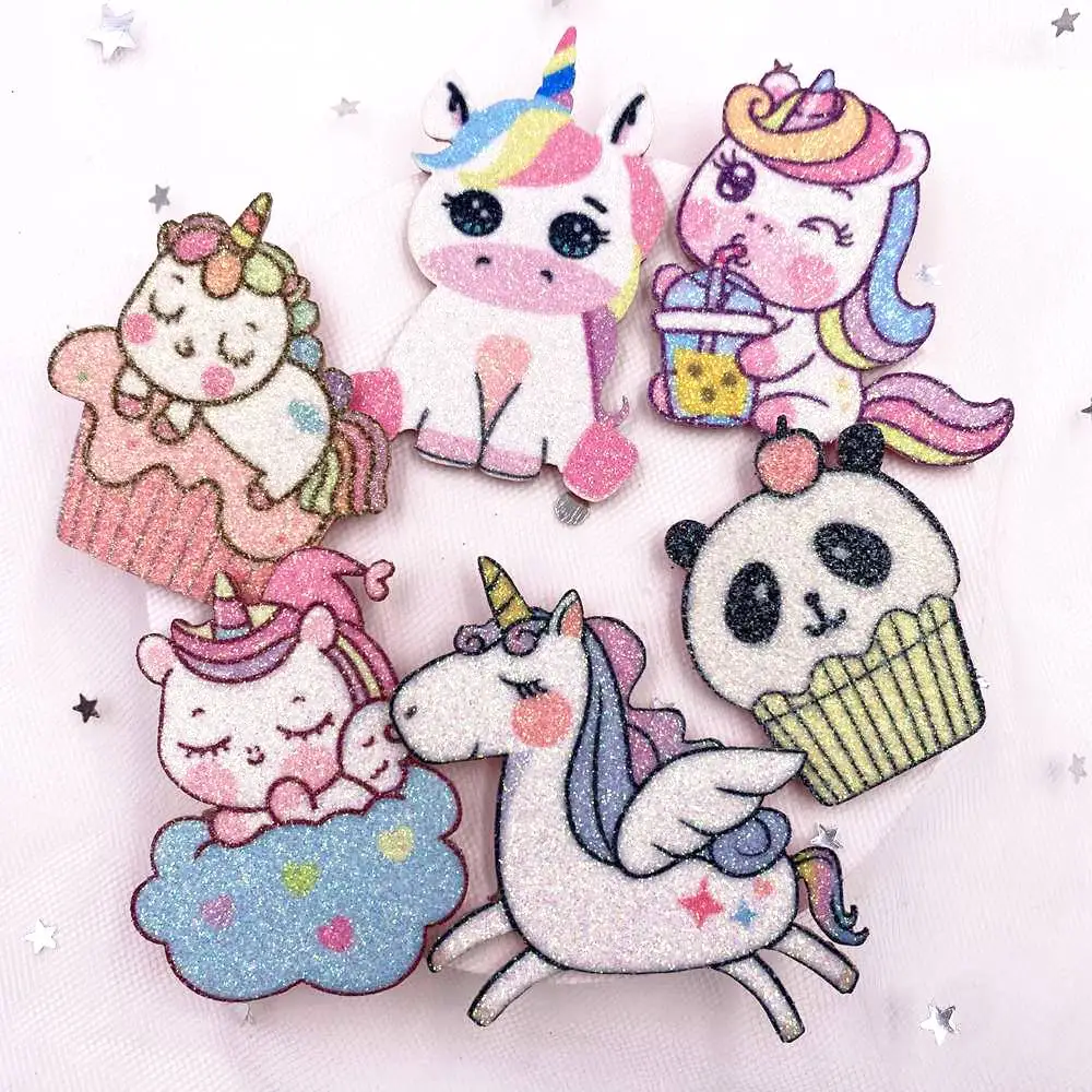 30 шт. фетровая ткань Радужный Блеск крутая аппликация в виде единорога для