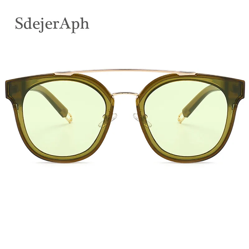 Винтажные зеленые женские солнцезащитные очки с двойным лучом модные квадратной