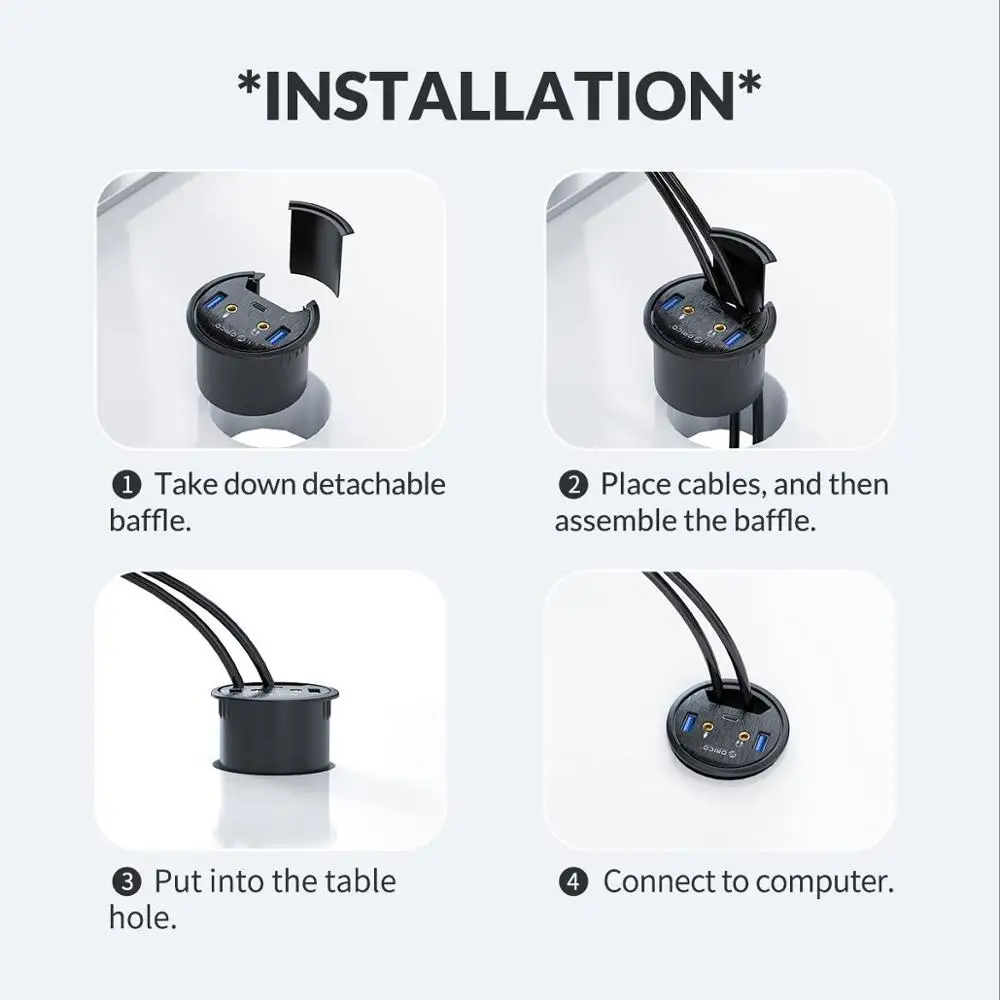 ORICO USB 3 0 хаб настольное втулка Тип C высокой Скорость разветвитель с SD TF наушники