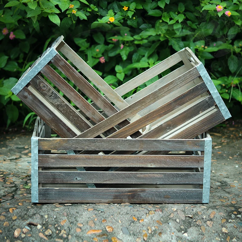 

stack 3 pieces shabby chic solid wooden storage crates