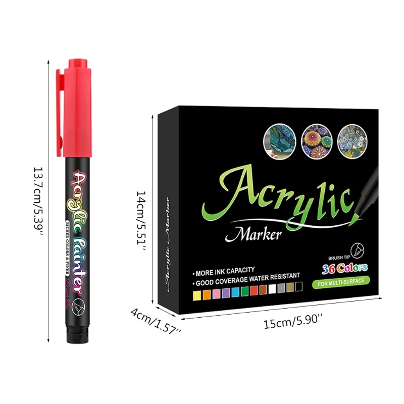 

X7AA Acrylic Paint Pens 36 Colors Paint Marker Pen Set Ideal for Rock Wood Metal