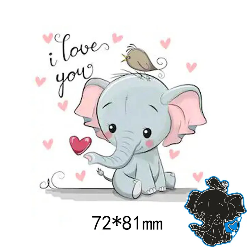 

Metal Cutting Dies cute Elephant new for decoration card DIY Scrapbooking stencil Paper Craft Album template Dies 72*81mm