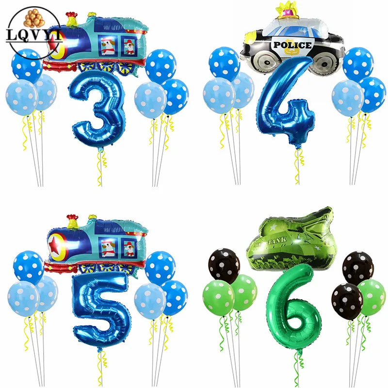 8 шт. DIY мультфильм автомобиль баллоны пожарная машина Поезд Танк фольга баллон